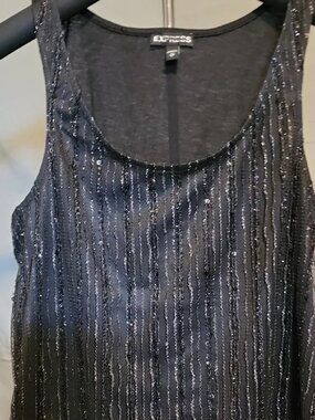 Express Black Sequin Tank Top